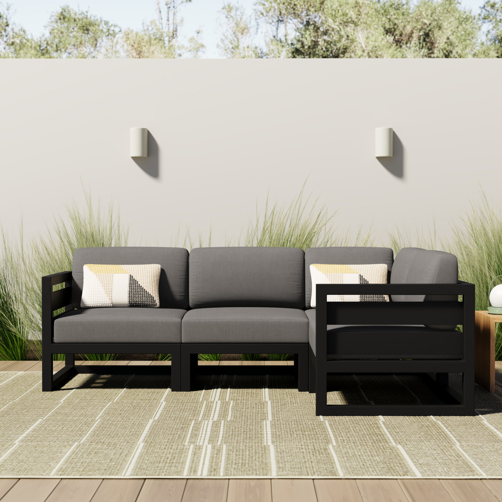 Smith 32" Sunbrella® Patio Sectional, Canvas Charcoal, Black