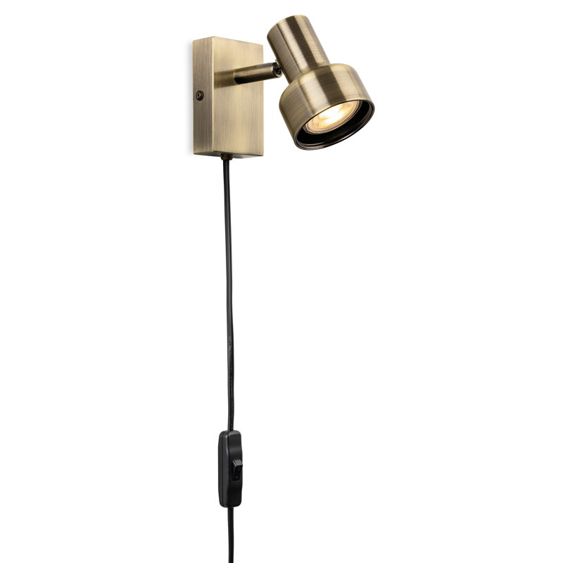 Plug-in Armed Sconce, Antique Brass