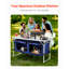 Table de cuisine de camping réglable en hauteur (3 positions), structure en aluminium, bleue, idéale pour la cuisine à l'extérieur, compartiments à fermeture éclair, niveaux ajustables, pliage rapide, structure renforcée en X