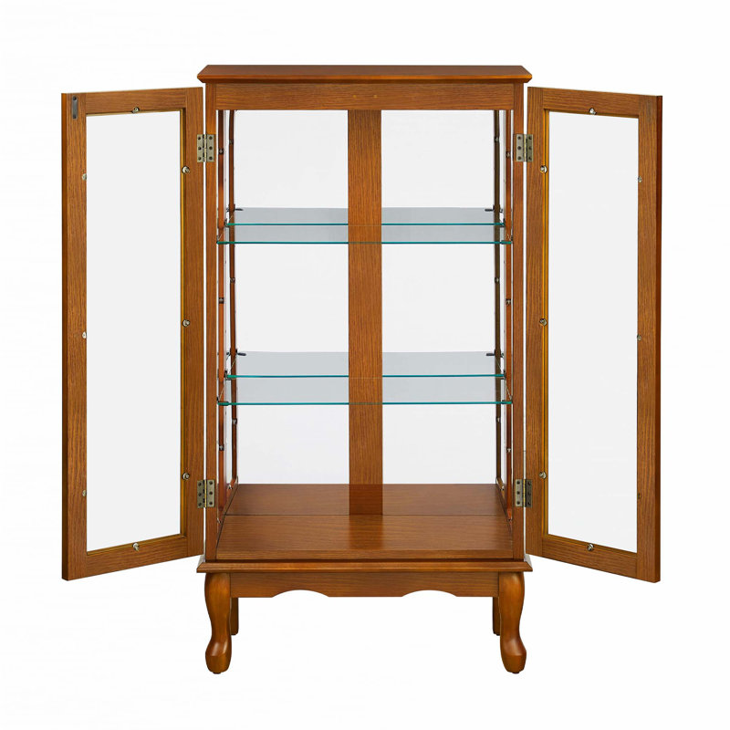 Armoire lumineuse avec tablettes réglables Curio Cabinet, Chêne