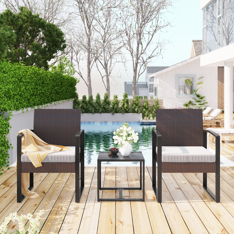 Glennis 2 Seater Rattan Conversation Set, Dark Brown