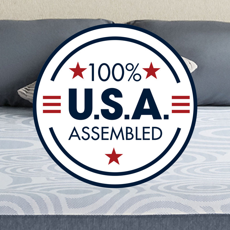 California King 12" Gel Memory Foam Mattress in White and Dark Blue