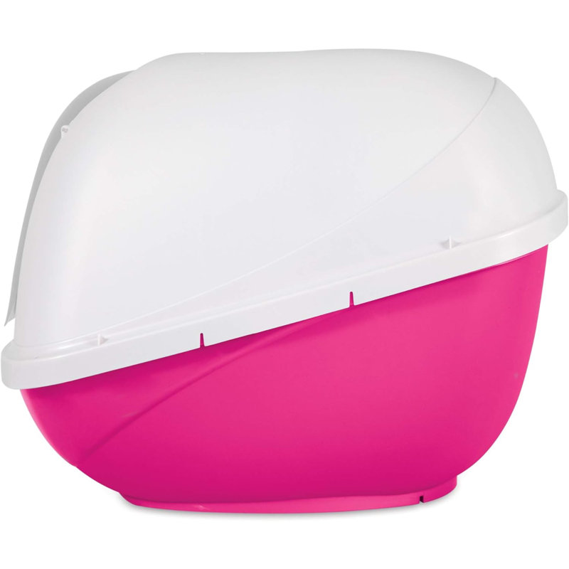 Bac à litière Basic, H 18 po x l 16 po x P 14 po, Blanc / rose