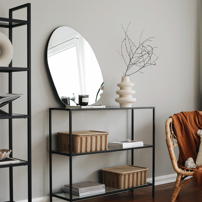 Maraya 100cm Glass Top Console Table, Black