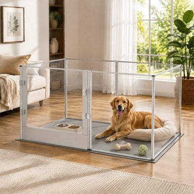 31.5” H 6 Panel Acrylic Dog Whelping Box Pet Exercise Pen