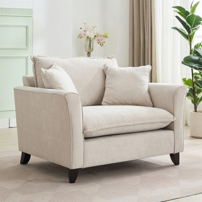 Fauteuil surdimensionné de 46,3 po, tissu chenille, fauteuil confortable et demi-canapé simple avec coussin
