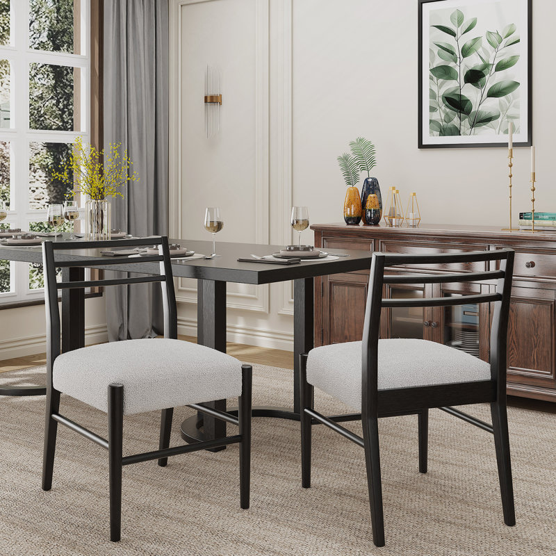 Chaise de salle à manger noire et beige (ensemble de 2)