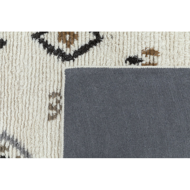 Rivah Hand Tufted Geometric Area Rug in Ivory/Brown/Black, Rectangle 7'6" x 9'6"
