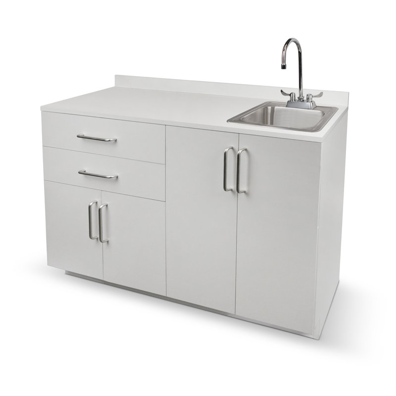 Meuble de cuisine médical de base à assembler, 122 cm (48 po) de long, avec évier à droite., 48" H x 36.32" W x 19" D