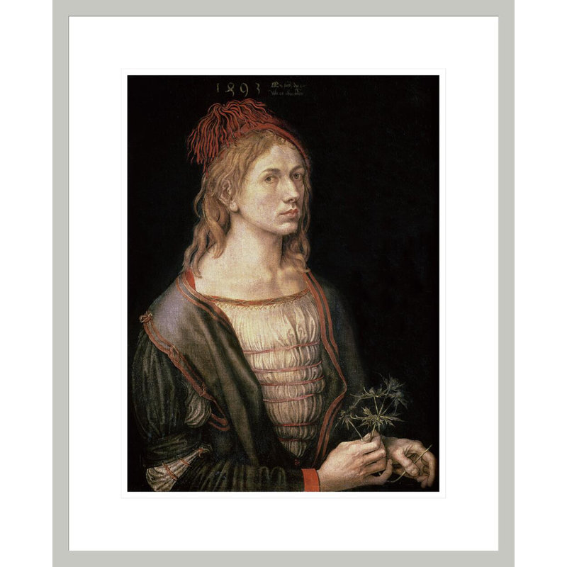 Autoportrait avec un chardon par Albrecht Dürer, impression giclée sur cadre, H 21,75 po x l 17,72 po