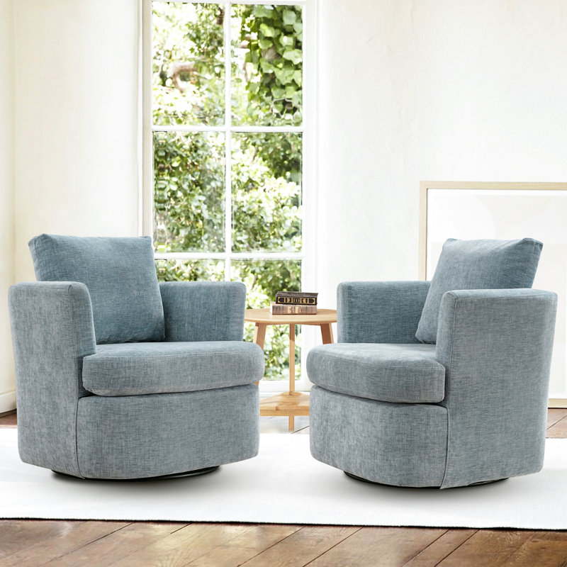 Fauteuil demi-tonneau pivotant rembourré Blendia (ensemble de 2), Bleu