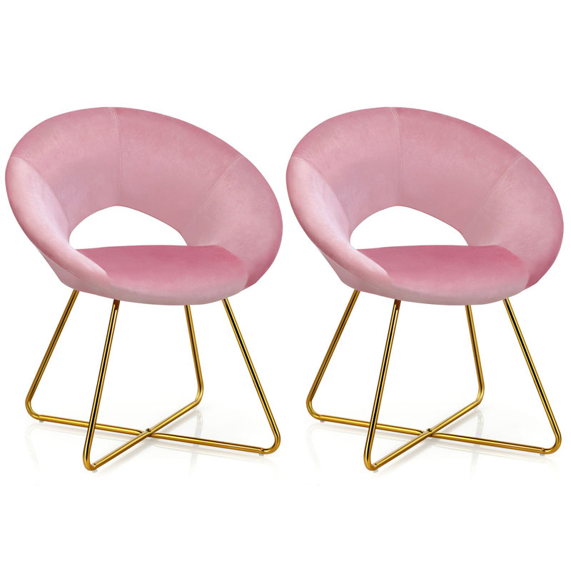 Celsey 18'' H Velvet Upholstered Parsons Chair, Pink