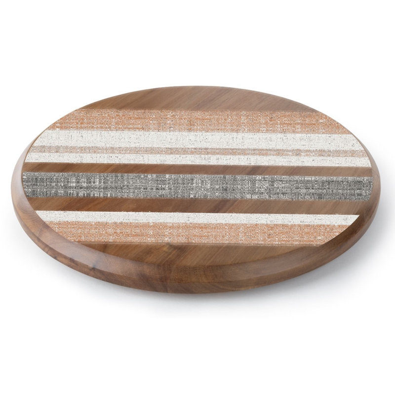 Plateau tournant rond à rayures en bois d'acacia CounterArt