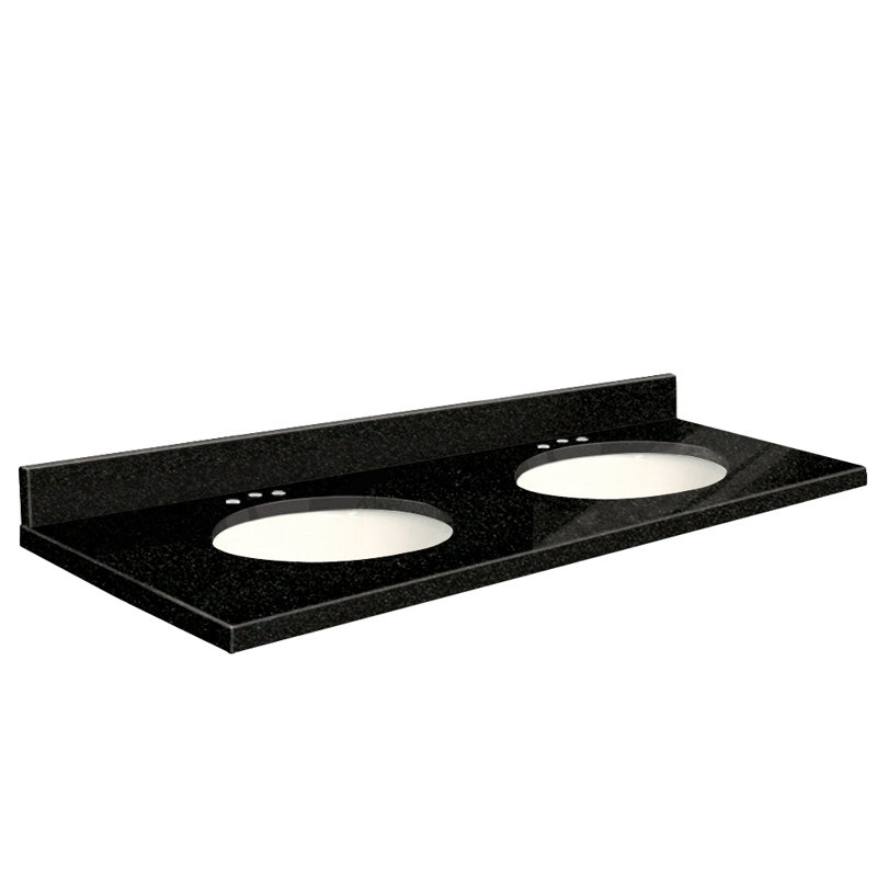 Plateau de salle de bain double 61 po meuble-lavabo, Décalé de 8 po, Blanc, Vert Uba