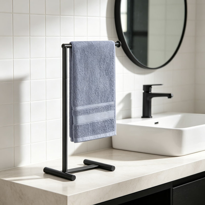 Porte-serviettes en forme de L, porte-serviettes en métal, anneau porte-serviettes moderne à poser sur un comptoir, barre porte-serviettes pour salle de bain, cuisine et coiffeuse