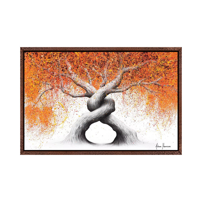 Twisting Love Trees by Ashvin Harrison - Print on Canvas, 101.6 cm H x 66.04 cm W, Classic Brown Wood Framed