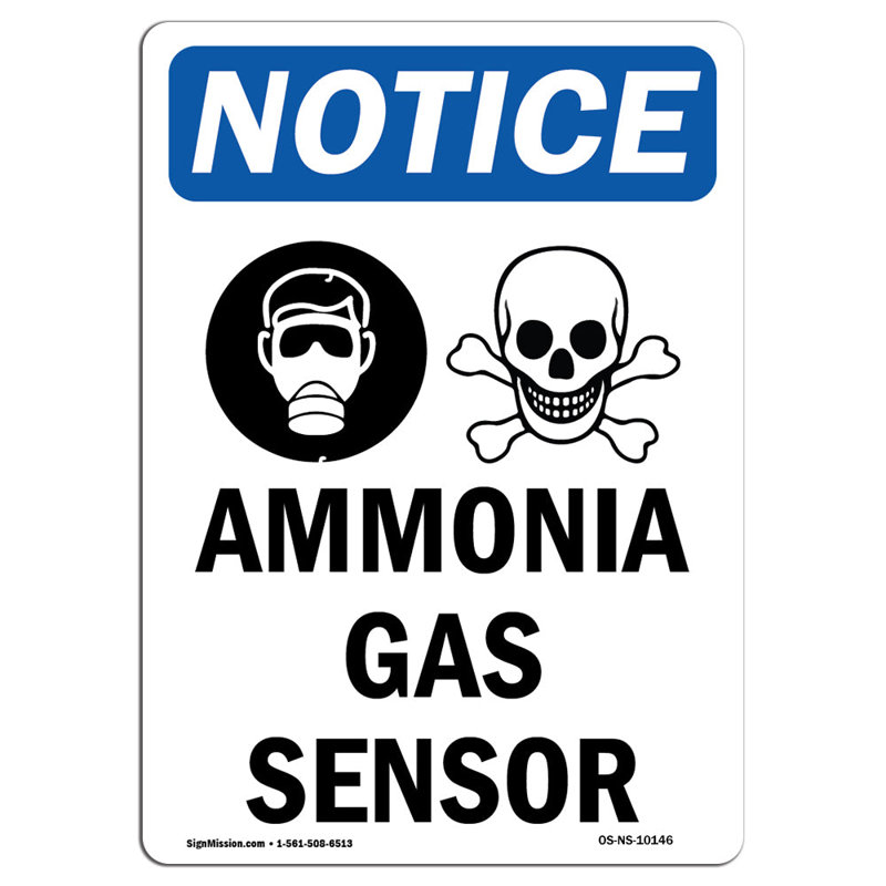 Osha avis de signe de capteur de gaz d'ammoniaque avec symbole