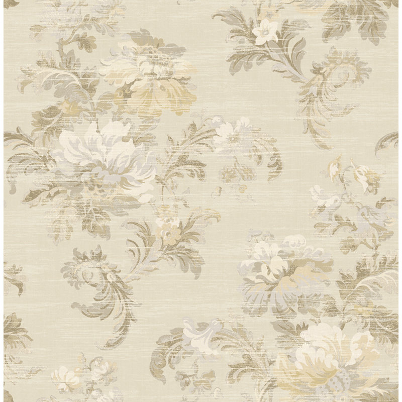  Designs Metallic Alabaster & Smoke Corby Floral Unpasted Wallpaper, Metallic Alabaster/Smoke
