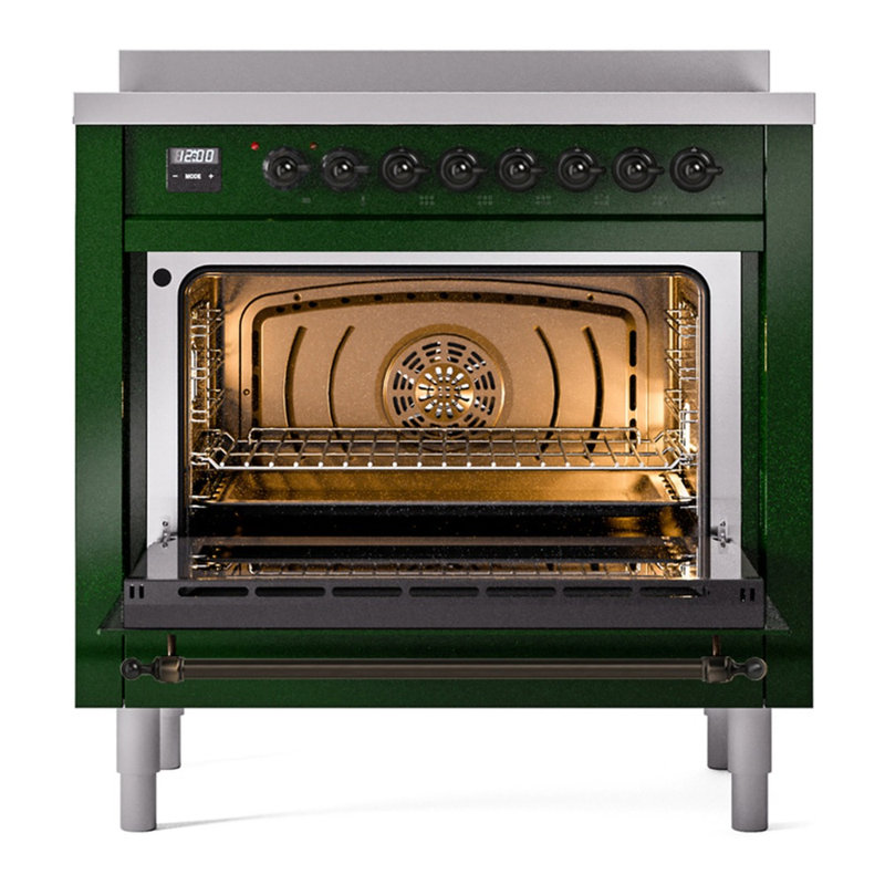 ILVE Nostalgie II 36 in Induction Range, Emerald Green/Bronze