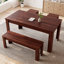 Ensemble de table de salle à manger 4 pièces, table rectangulaire 63 "avec banc et 2 chaises pour coin-repas, meubles de salle à manger