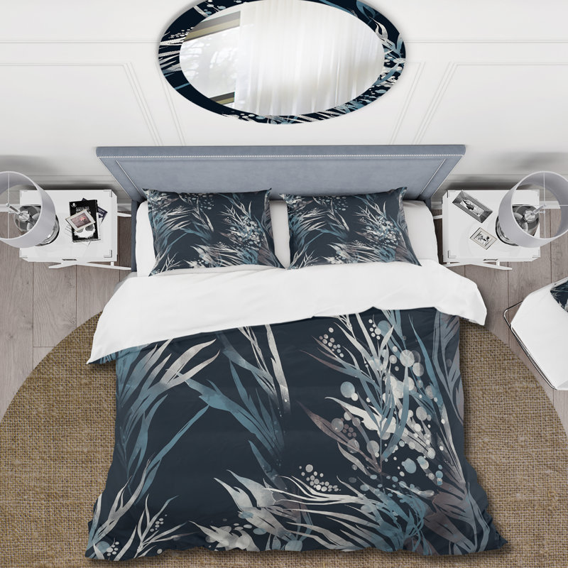 Ensemble de housse de couette en microfibre noir / bleu, Housse de couette simple + 1 taie décorative stan