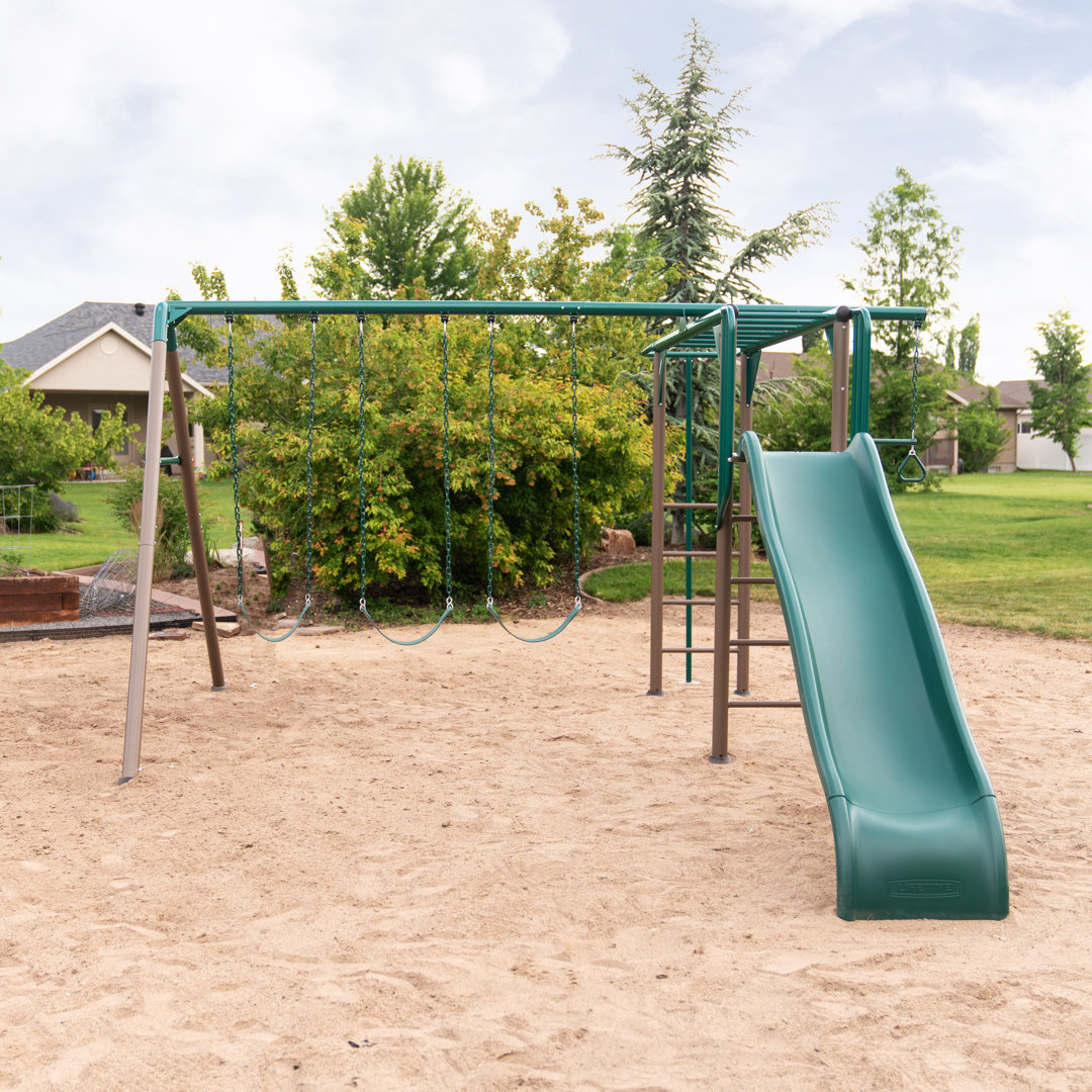 Lifetime Powder Coated Steel Swing Set with 4 Swing(s) , 1 Slide(s) Lifetime