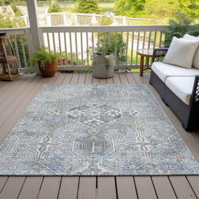 Machine Washable Indoor/Outdoor Huseby ACN2197 Global Rug