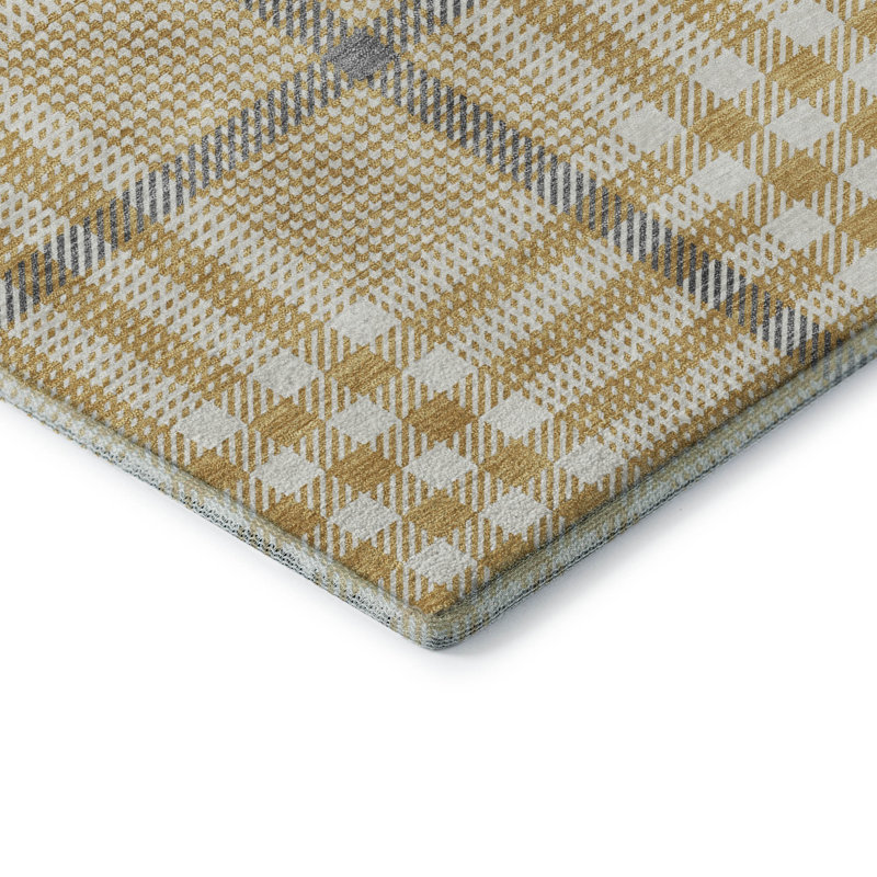 Tapis à carreaux Corry AMF1054 lavable à la machine de qualité supérieure, Rectangle 1 pi 8 po x 2 pi 6 po