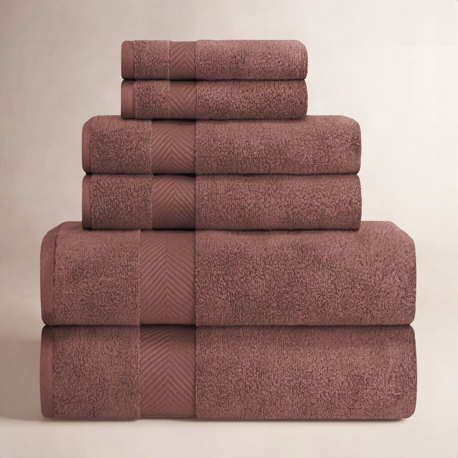 Hamachi 6-Piece Cotton Towel Set, Espresso, 6 Piece Towel Set