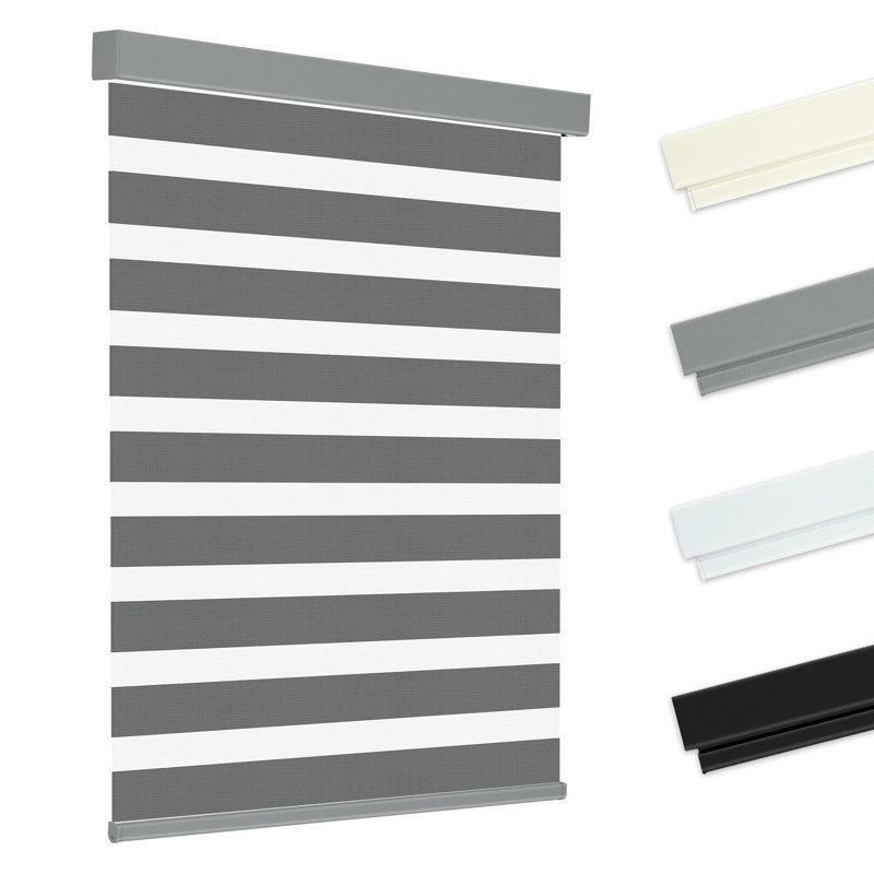  Store zébré sans cordon pour fenêtres, gris foncé, l 46 po x H 48 po, Gris foncé / occultant, L 46 po x H 48 po