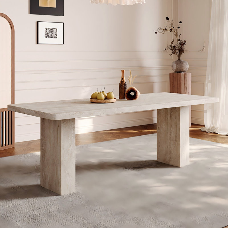 Sintered Stone Solid + Manufactured Wood gray Dining Table, 29.53"H x 78.74"L x 35.43"W