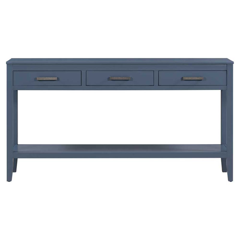 Contemporary 3-Drawer Console Table with 1 Shelf, Navy Blue
