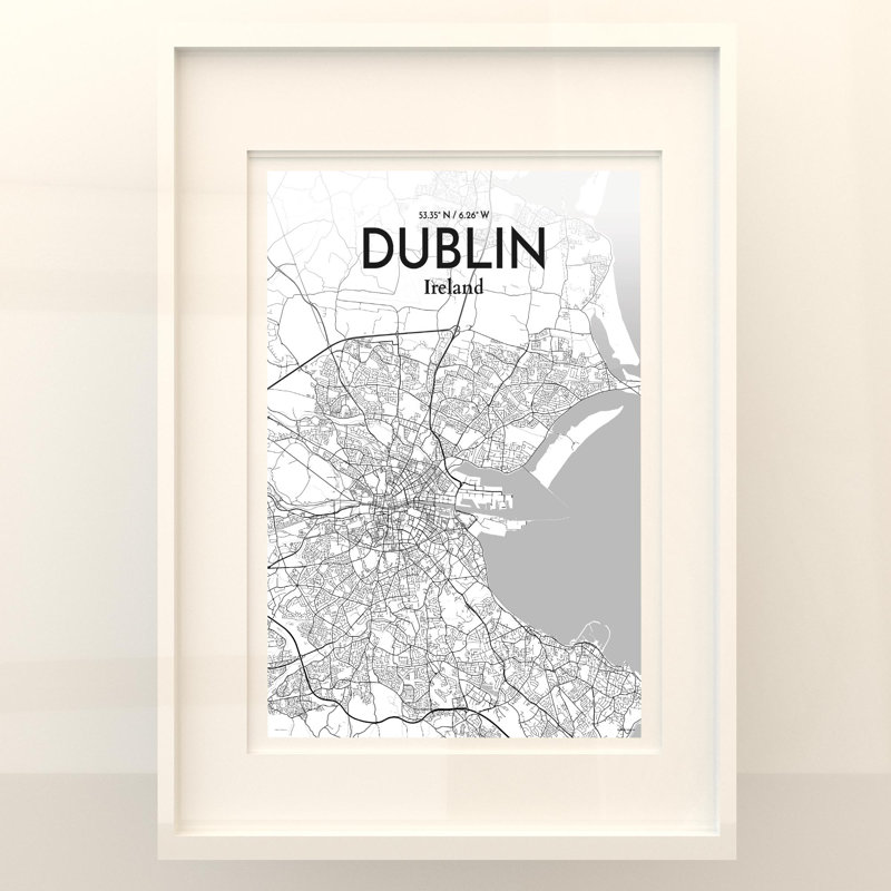 Dublin City Map In Tones - No Frame Print, 27.6cm H x 19.7cm W x 0.05cm D