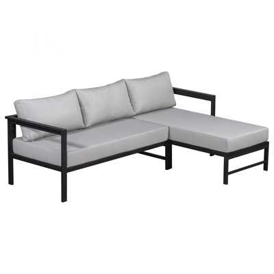 Outdoor L-Shaped Sofa With Iron Frame,Weather-Resistant Patio Sofa Set With Ultra-Thick Cushions,Comfortable Seating For 3,Ideal For Patio, Balcony,And Garden