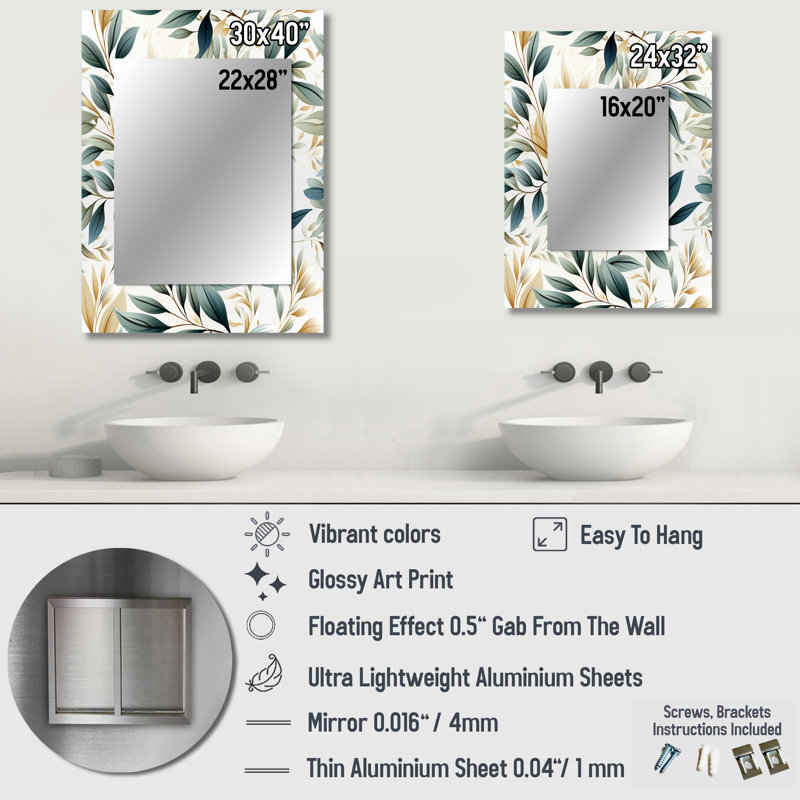 Miroir mural Kolbi, 40 po x 30 po