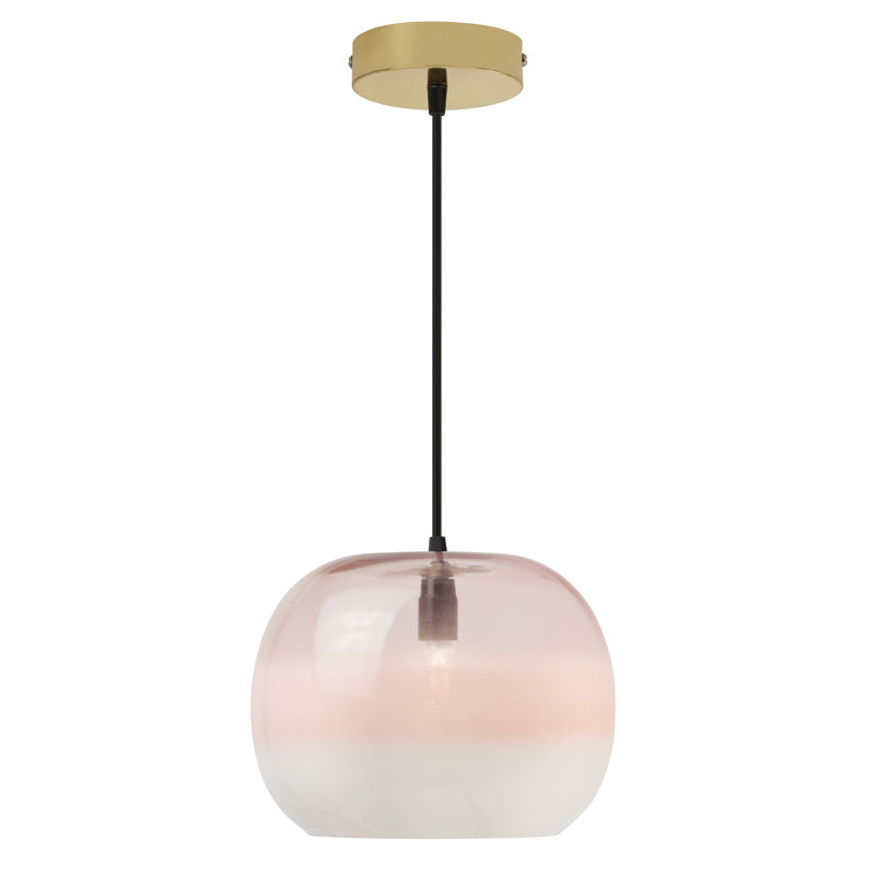 Luminaire suspendu en forme de globe l 9,8 po Danielle Glam, Or, Rose