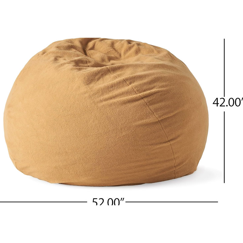 Fauteuil à billes jaune avec mousse haute, housse en microsuède amovible de 5 pieds, parfait pour le repos dans la chambre à coucher et le fauteuil confortable, déchiqueté Great Peaceful Time