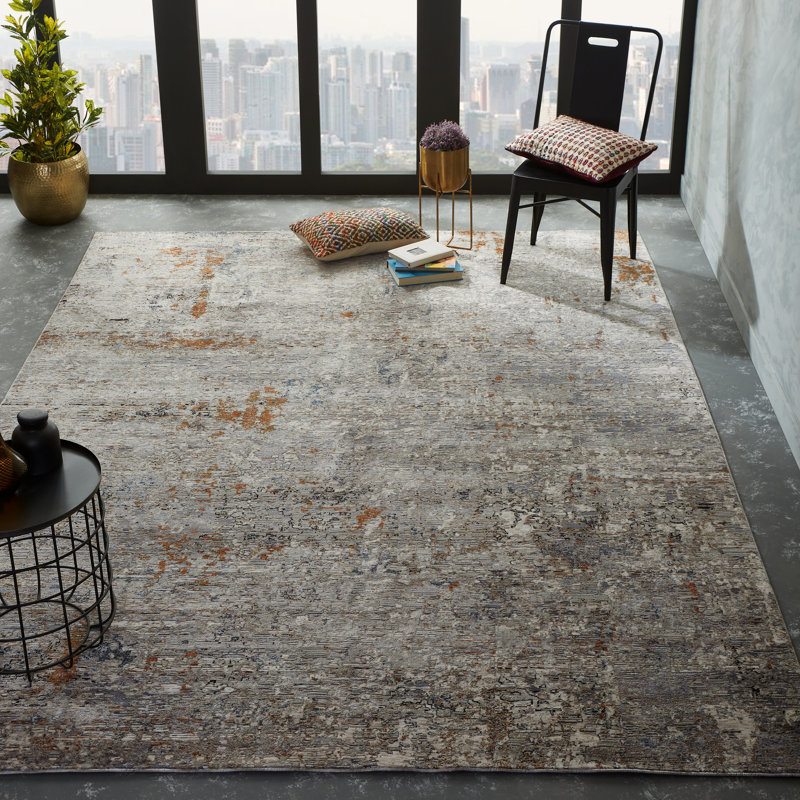 Hemingford Abstract  Area Rug, Rectangle 7'9" x 10', Gray