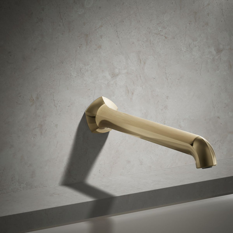 Wall-Mount 12 In. Bath Spout With Straight Design, Vibrant French Gold