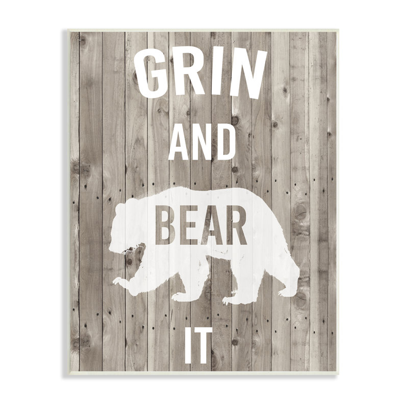 «Grin and Bear It», reproduction de jeu de mots - Impression, Plaque murale, H 15 po x l 10 po x P 0,5 po