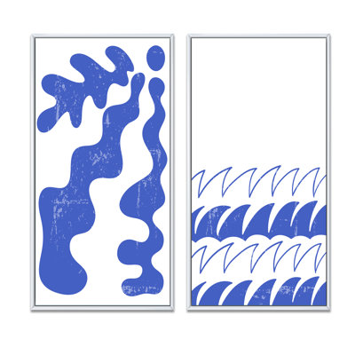 «Vintage Minimal Primitive Shapes in Blue I», ensemble de 2 impressions