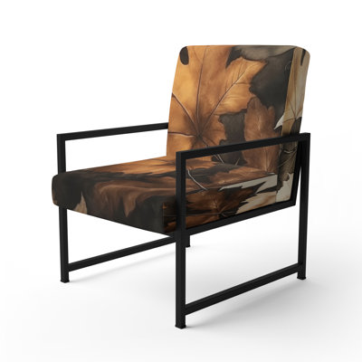 Fauteuil rembourré de style rustique à motif floral rustique brun et beige Harmony IV