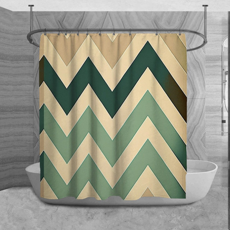 Rideau de douche Winhall, H 93 po x l 70 po, Vert / beige