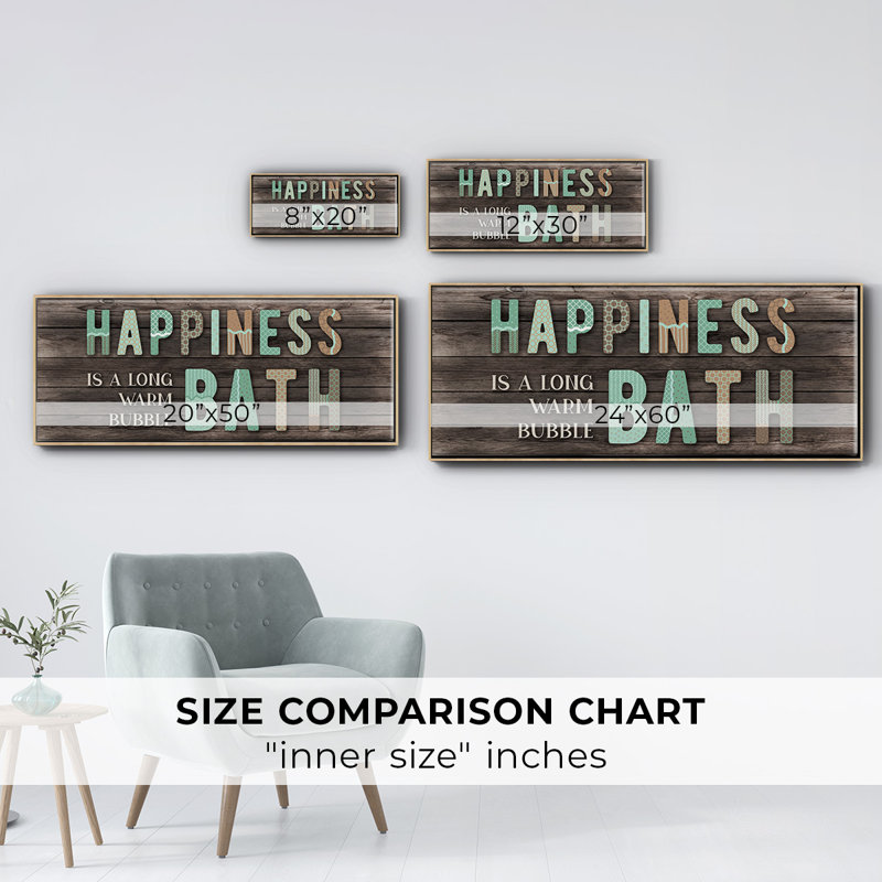 Happiness Bath- Framed Canvas, 24" H x 60" W