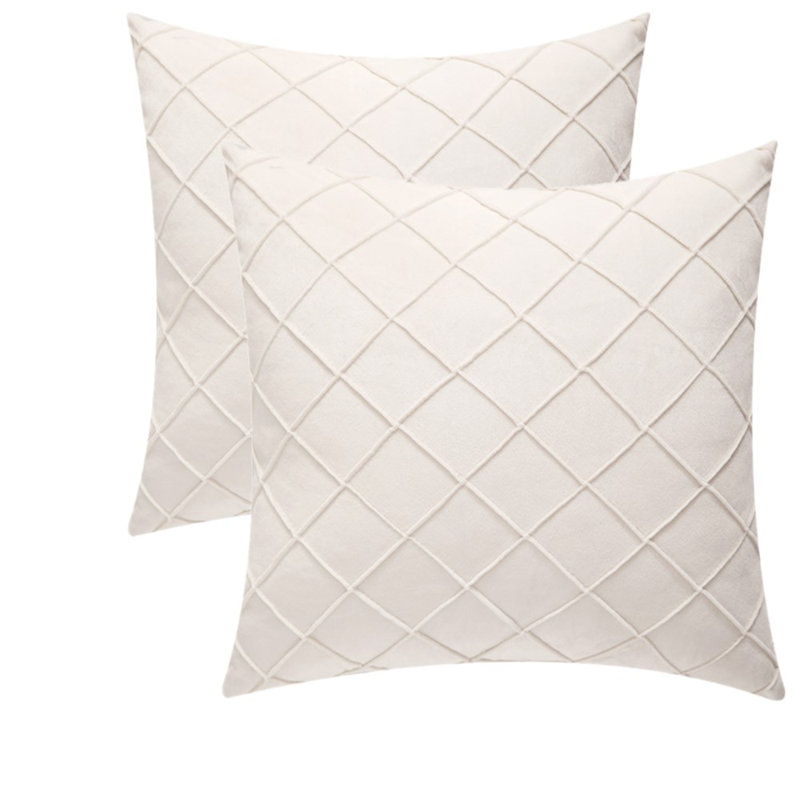 Throw Velvet Self Cross Cushion Covers, NO INSERTS, 18" x 18", Cream, Square