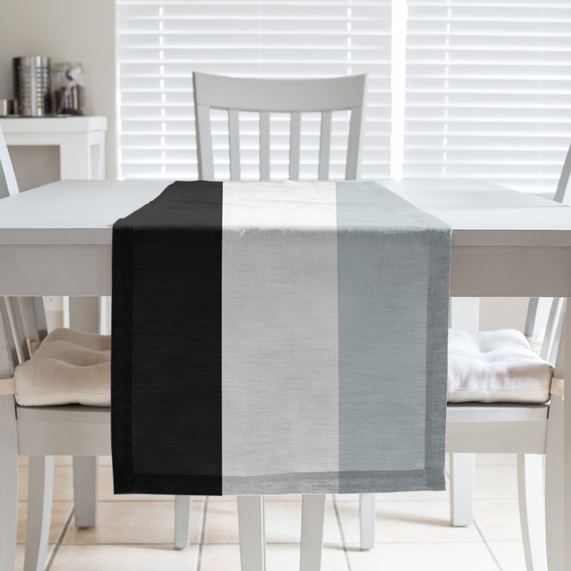 San Antonio Basketball Table Runner, 72" L x 16" W, Black/White/Silver, Poly Twill