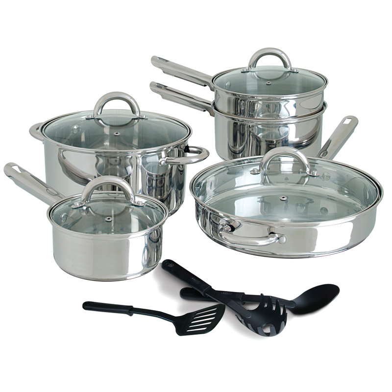 Batterie de cuisine en acier inoxydable 12 pièces Gibson