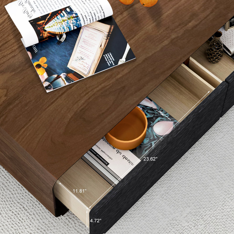  Block Coffee Table with Storage, Fully Assembled, Brown/Black