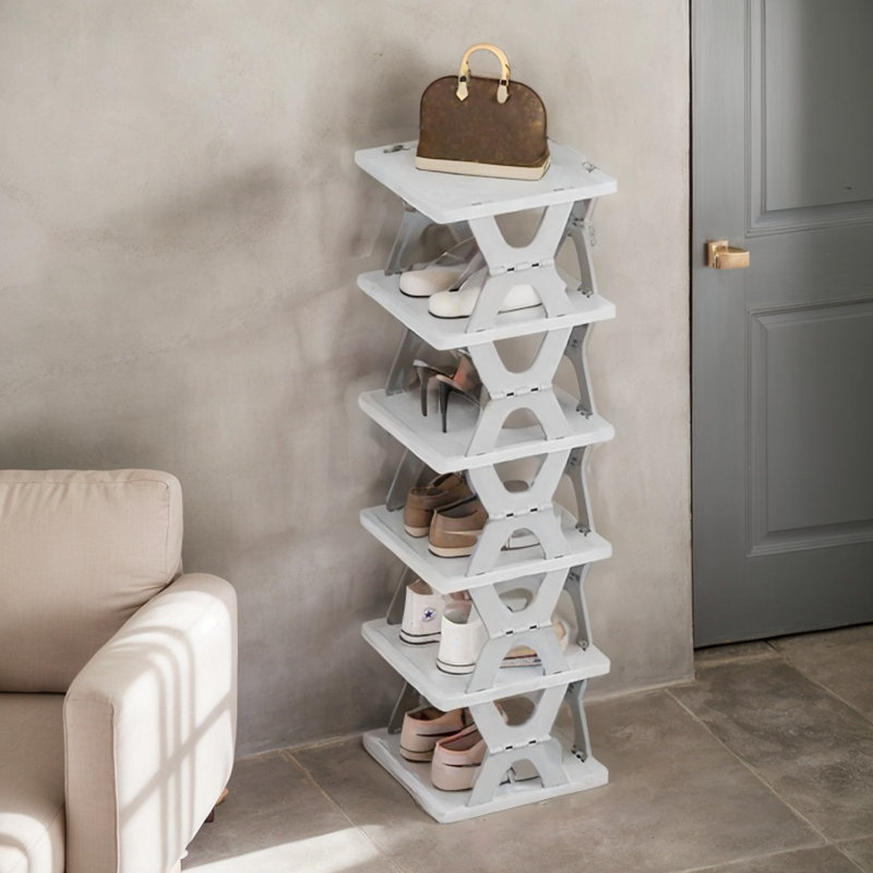 Shoe Rack: Six-Layer Folding Shoe Rack, Multi-Layer, Space-Saving, Suitable For Home And Dormitory, No Installation Required, Can Store Shoe Boxes, Dust-Proof Storage (Gray)