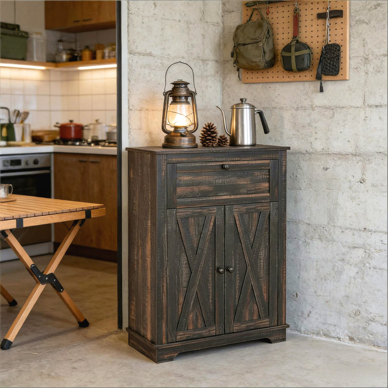 Rustic Storage Cabinet - Buffet de rangement, Marron foncé